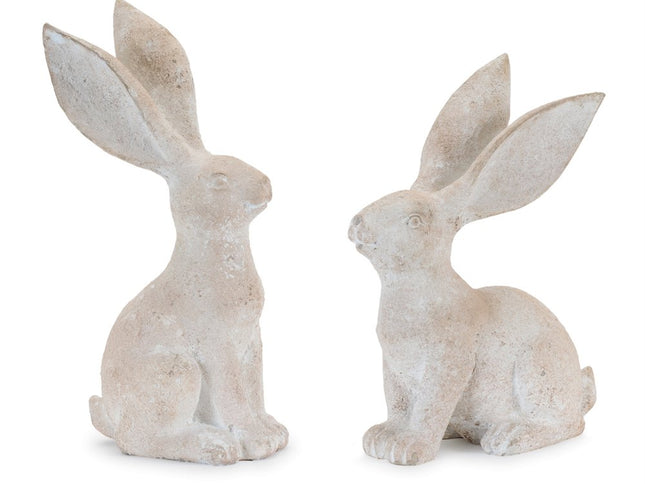 Set of Four Beige Polyresin Rabbit Figurines