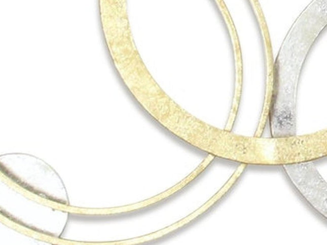 18" X 44" Gold And Silver Geometric Metal Round Discs Hanging Dimensional Sculpture