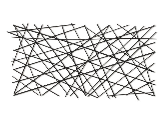 25" X 49" Black Abstract Lines Metal Hanging Dimensional Sculpture