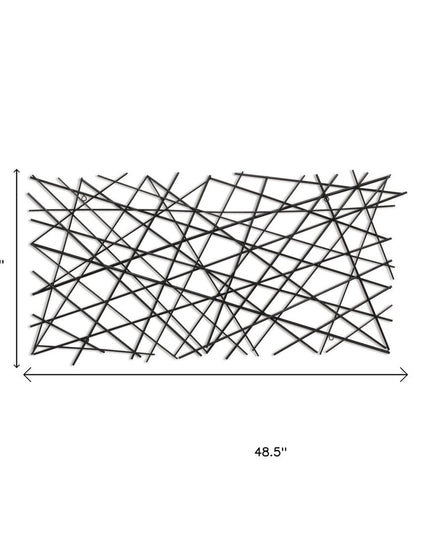 25" X 49" Black Abstract Lines Metal Hanging Dimensional Sculpture