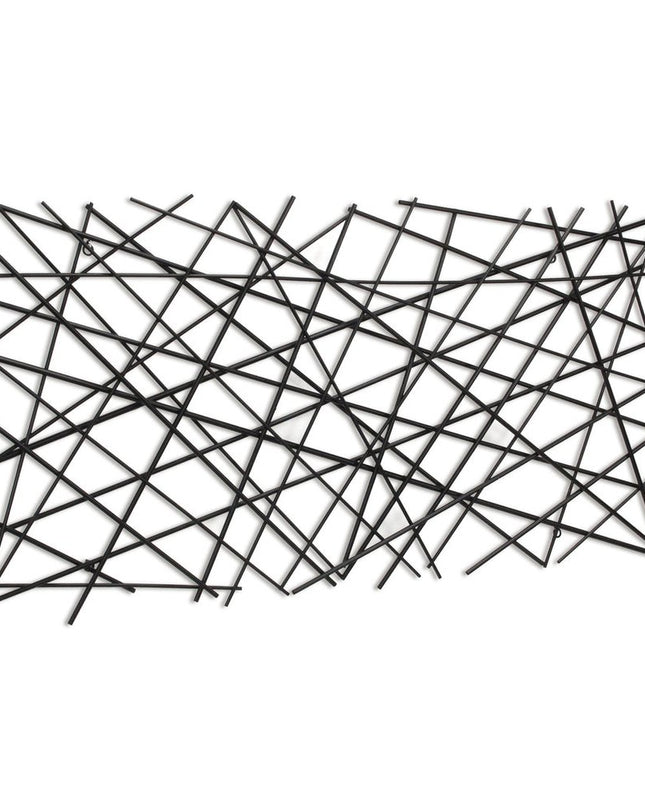 25" X 49" Black Abstract Lines Metal Hanging Dimensional Sculpture