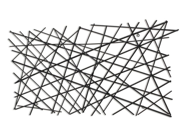 25" X 49" Black Abstract Lines Metal Hanging Dimensional Sculpture