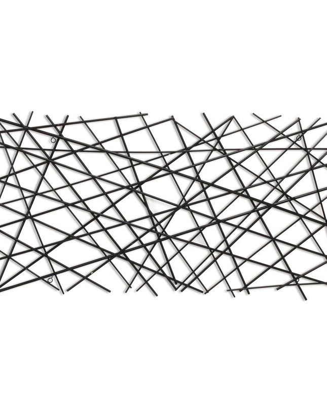 25" X 49" Black Abstract Lines Metal Hanging Dimensional Sculpture