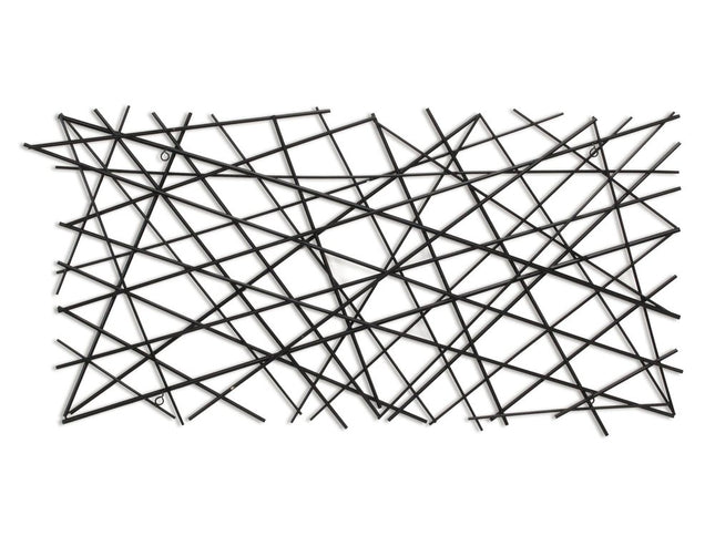 25" X 49" Black Abstract Lines Metal Hanging Dimensional Sculpture