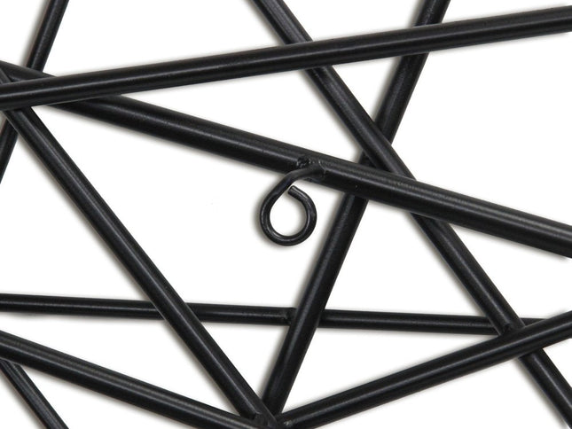 25" X 49" Black Abstract Lines Metal Hanging Dimensional Sculpture