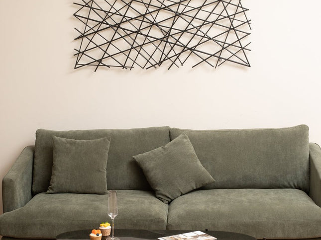 25" X 49" Black Abstract Lines Metal Hanging Dimensional Sculpture