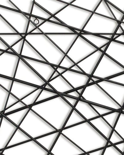 25" X 49" Black Abstract Lines Metal Hanging Dimensional Sculpture