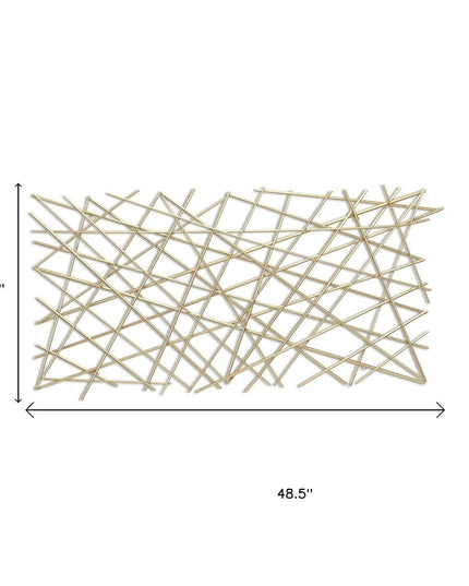 25" X 49" Gold Abstract Lines Metal Hanging Dimensional Sculpture