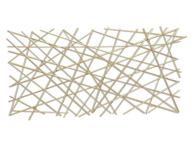 25" X 49" Gold Abstract Lines Metal Hanging Dimensional Sculpture