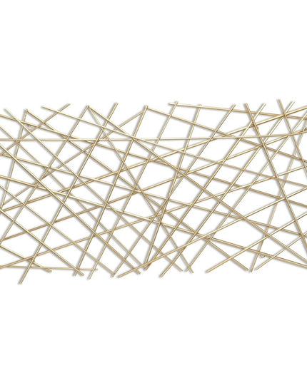 25" X 49" Gold Abstract Lines Metal Hanging Dimensional Sculpture