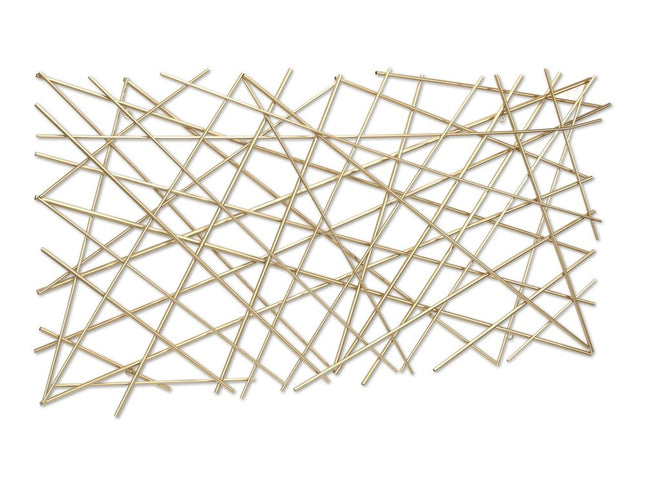 25" X 49" Gold Abstract Lines Metal Hanging Dimensional Sculpture