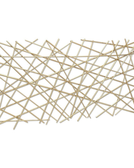 25" X 49" Gold Abstract Lines Metal Hanging Dimensional Sculpture