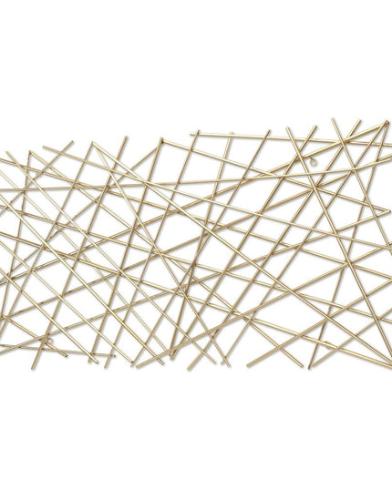 25" X 49" Gold Abstract Lines Metal Hanging Dimensional Sculpture