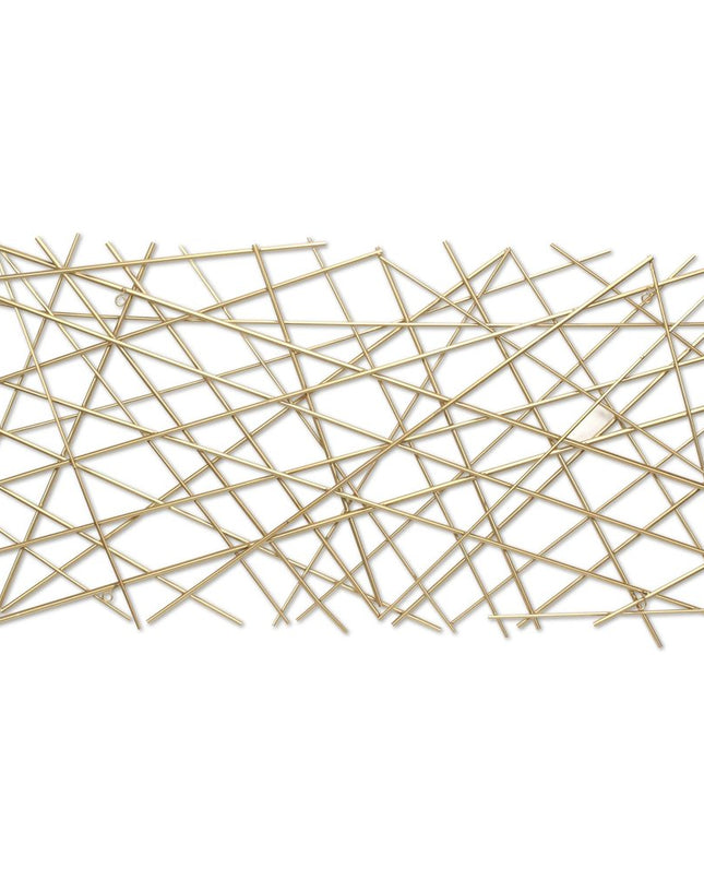 25" X 49" Gold Abstract Lines Metal Hanging Dimensional Sculpture