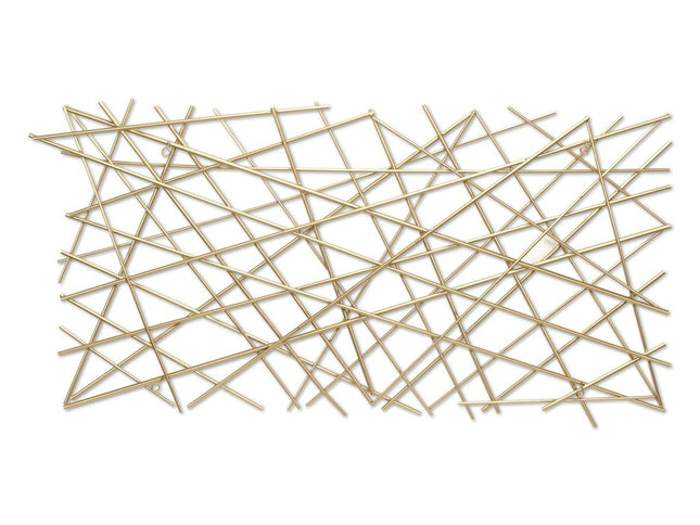 25" X 49" Gold Abstract Lines Metal Hanging Dimensional Sculpture