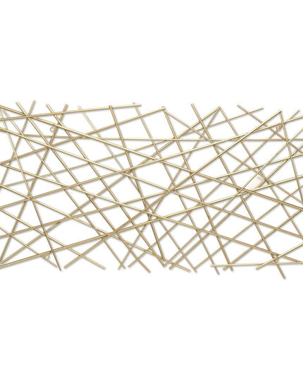 25" X 49" Gold Abstract Lines Metal Hanging Dimensional Sculpture