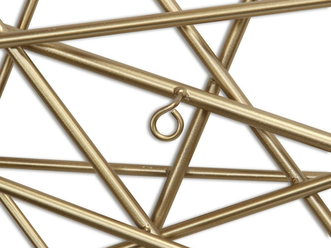 25" X 49" Gold Abstract Lines Metal Hanging Dimensional Sculpture