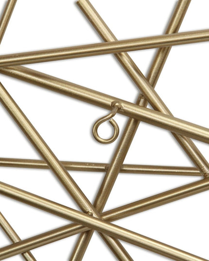 25" X 49" Gold Abstract Lines Metal Hanging Dimensional Sculpture