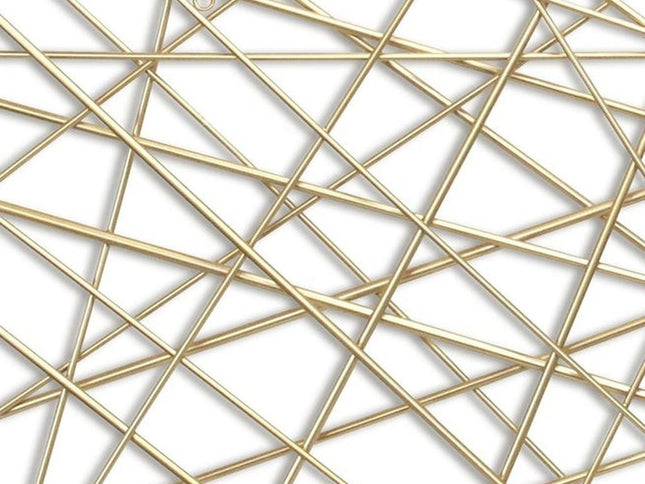 25" X 49" Gold Abstract Lines Metal Hanging Dimensional Sculpture