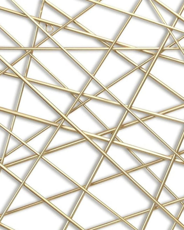 25" X 49" Gold Abstract Lines Metal Hanging Dimensional Sculpture