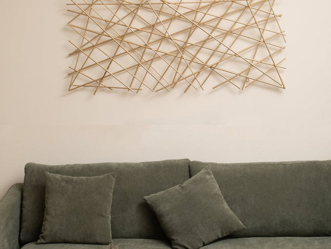 25" X 49" Gold Abstract Lines Metal Hanging Dimensional Sculpture