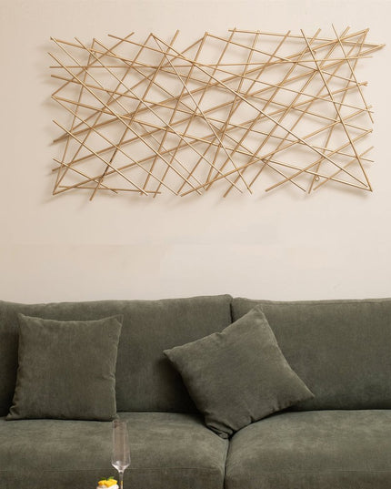 25" X 49" Gold Abstract Lines Metal Hanging Dimensional Sculpture