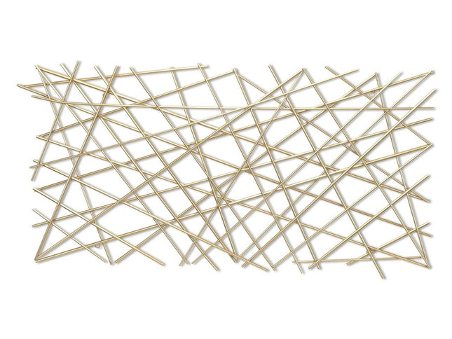 25" X 49" Gold Abstract Lines Metal Hanging Dimensional Sculpture