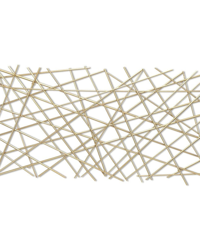 25" X 49" Gold Abstract Lines Metal Hanging Dimensional Sculpture