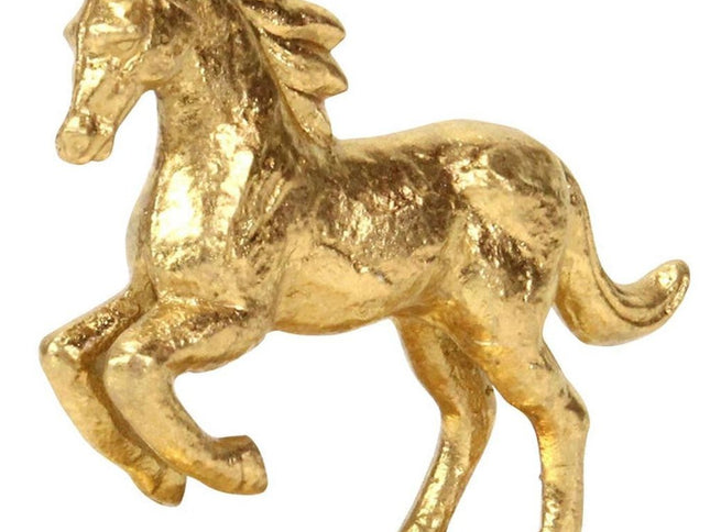7" Gold Cast Iron Horse Tabletop Sculpture