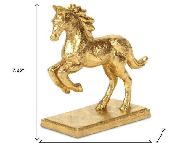 7" Gold Cast Iron Horse Tabletop Sculpture