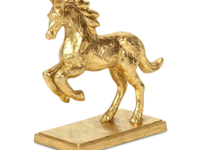 7" Gold Cast Iron Horse Tabletop Sculpture