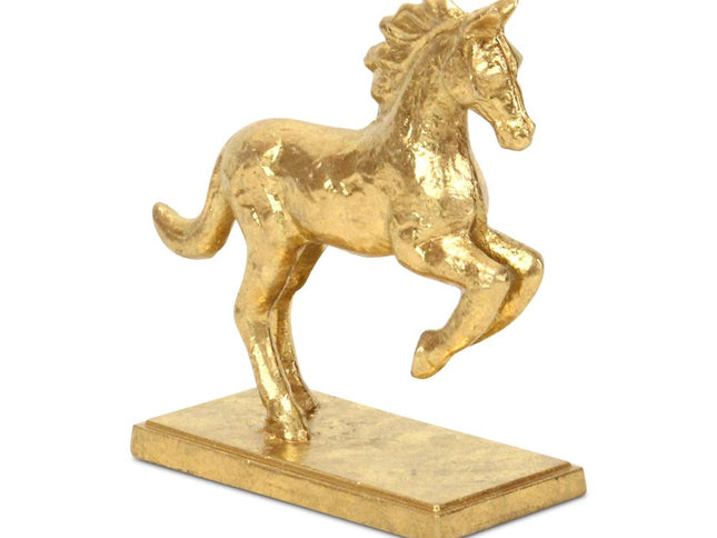 7" Gold Cast Iron Horse Tabletop Sculpture