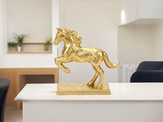 7" Gold Cast Iron Horse Tabletop Sculpture
