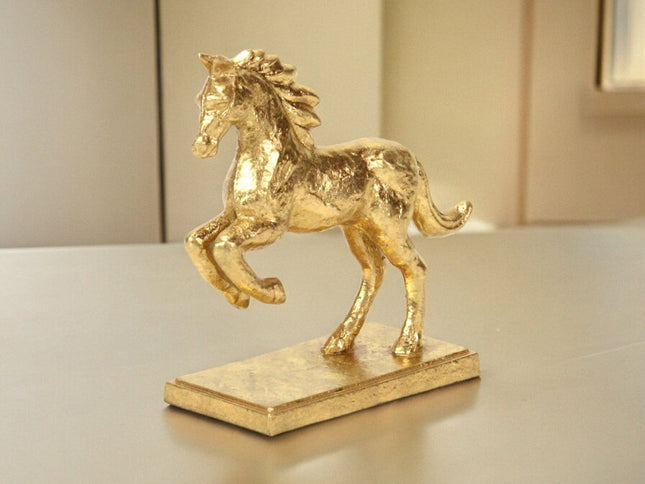 7" Gold Cast Iron Horse Tabletop Sculpture