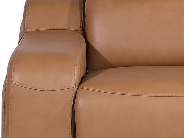 41" Chestnut Italian Leather Wall Hugger Recliner With USB