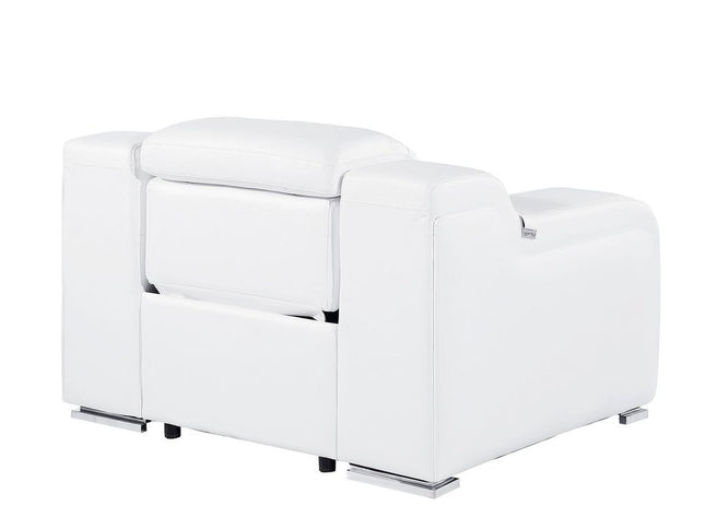 41" White Italian Leather Wall Hugger Recliner With USB