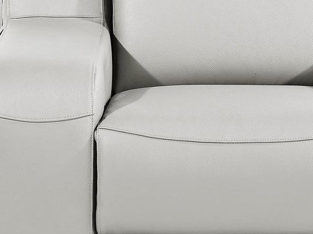 41" Light Gray Italian Leather Wall Hugger Recliner With USB