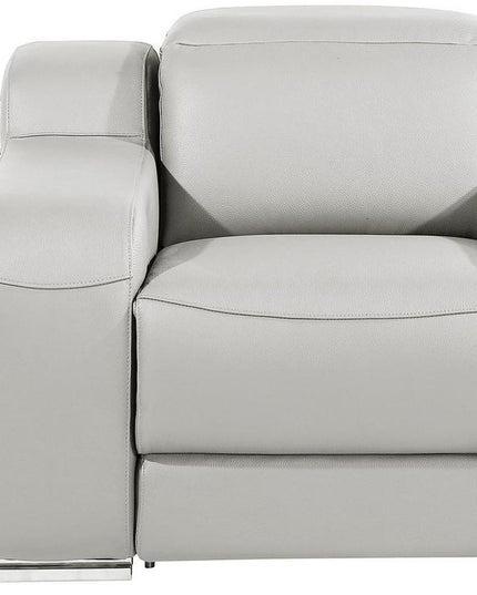 41" Light Gray Italian Leather Wall Hugger Recliner With USB