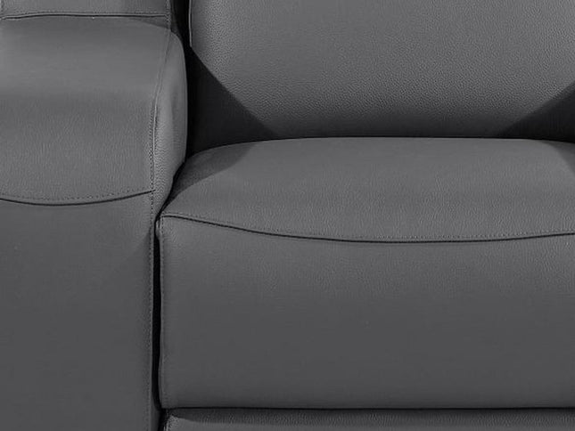 41" Dark Gray Italian Leather Wall Hugger Recliner With USB