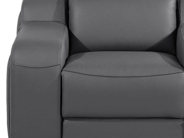 41" Dark Gray Italian Leather Wall Hugger Recliner With USB