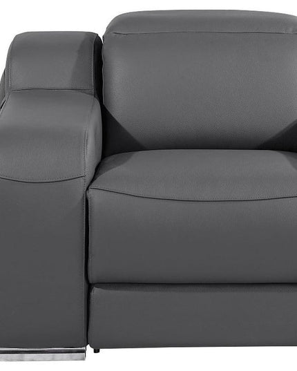 41" Dark Gray Italian Leather Wall Hugger Recliner With USB