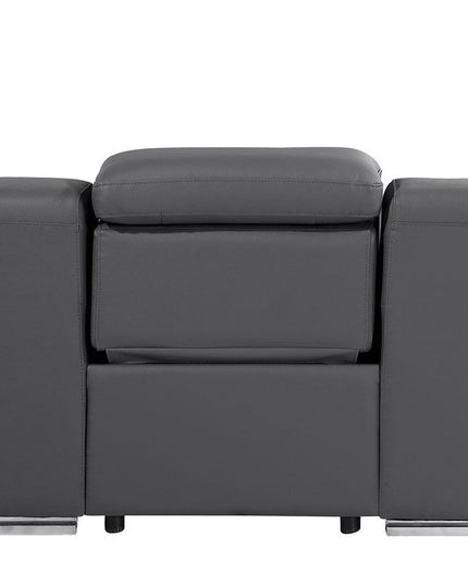 41" Dark Gray Italian Leather Wall Hugger Recliner With USB