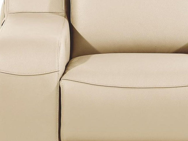 41" Beige Italian Leather Wall Hugger Recliner With USB