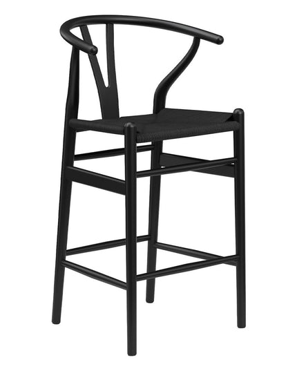 27" Black Solid Wood Counter Height Bar Chair