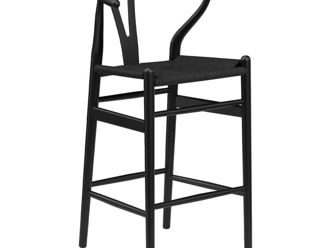 27" Black Solid Wood Counter Height Bar Chair