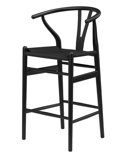 27" Black Solid Wood Counter Height Bar Chair
