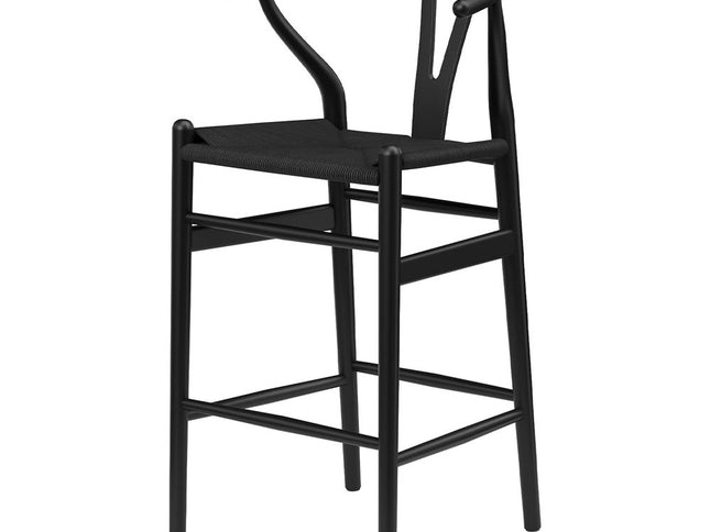 27" Black Solid Wood Counter Height Bar Chair