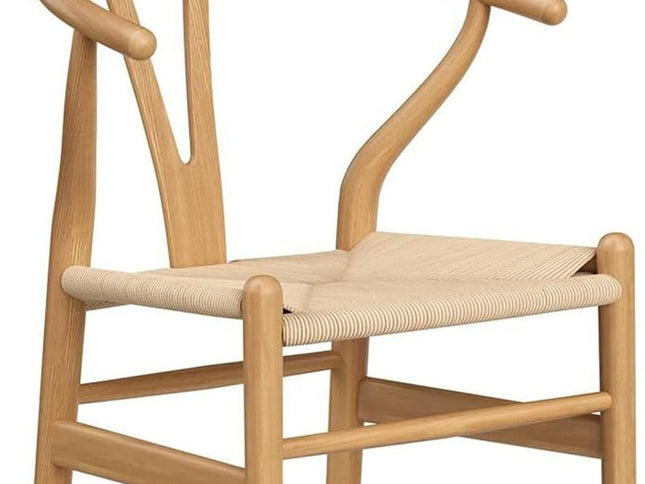 27" Beige and Natural Solid Wood Counter Height Bar Chair