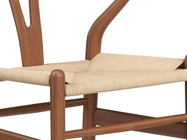 27" Beige and Walnut Solid Wood Counter Height Bar Chair