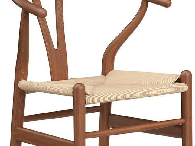 27" Beige and Walnut Solid Wood Counter Height Bar Chair